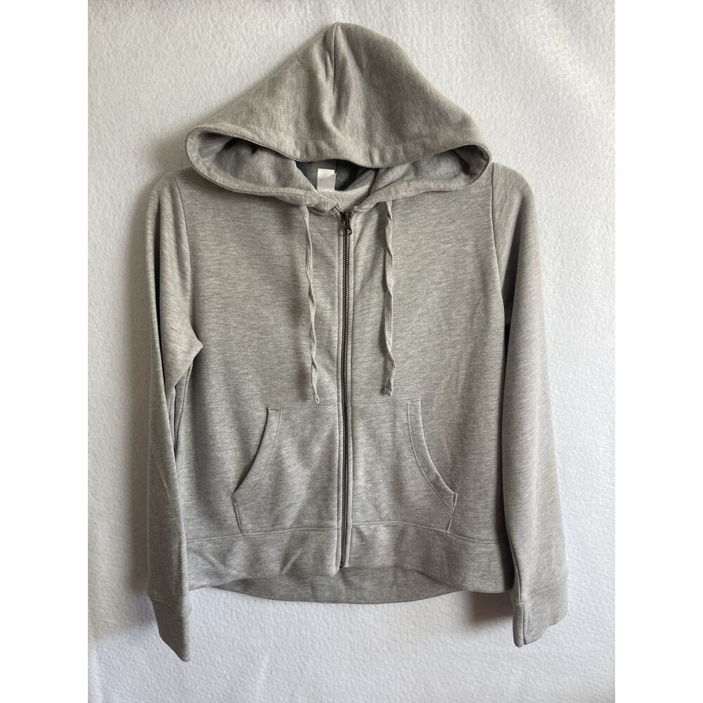 Alternative Earth Hoodie Women’s Full Zip Gray Long‎ Sleeve Drawstring Large